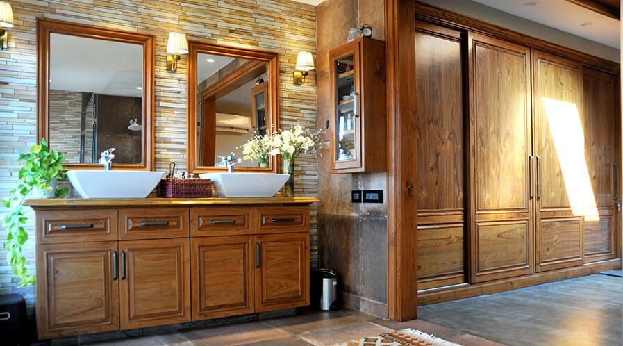 luxury bathroom with skylight