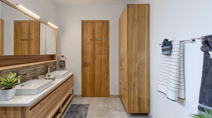 Luxury Residential Washroom with wood by Urban Zen