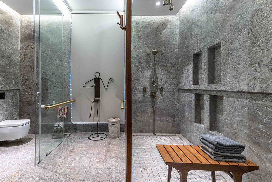 Luxury Residential bathroom in Ahmedabad by Hiren Patel Architects
