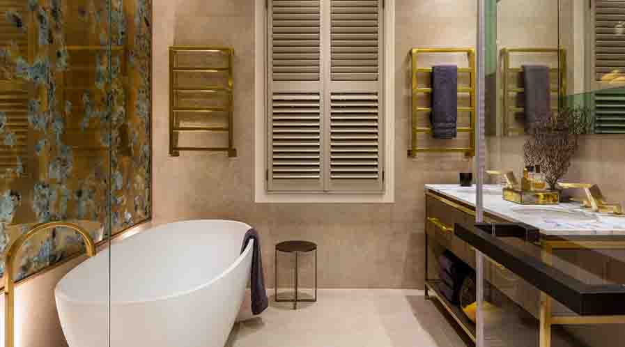 Gold theme washroom design