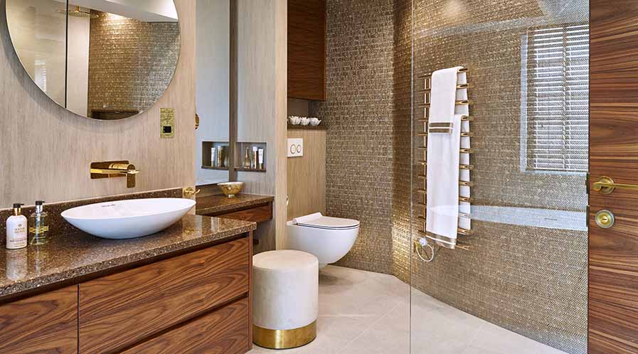 Brass finish in washroom