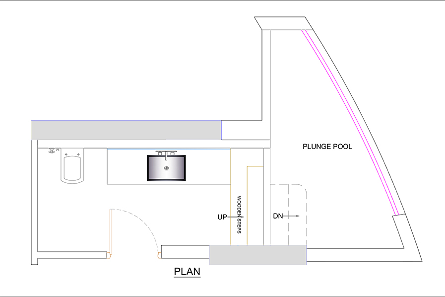 The Layout Plan of Bathroom designed by A Square Designs