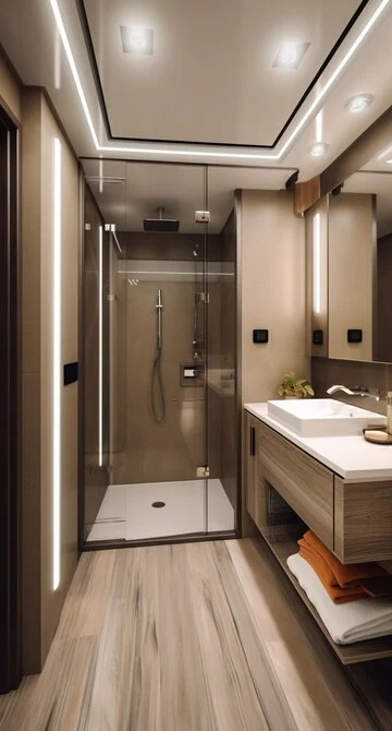 compact bathroom with dressing room